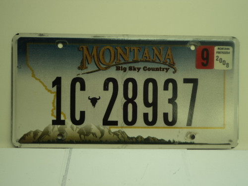 2008 MONTANA Big Sky License Plate 1C 28937
