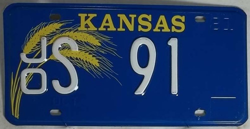 1981 Oct Johnson Co Kansas JO S 91 License Plate