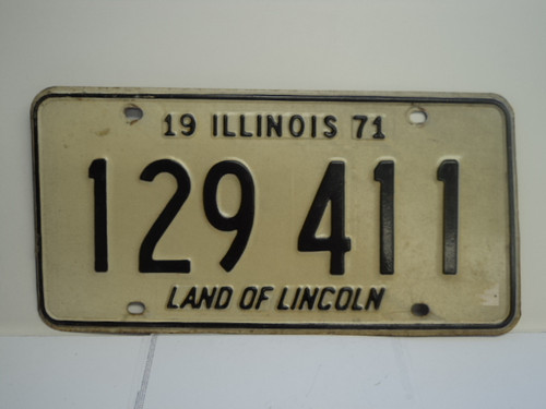 1971 ILLINOIS Land of Lincoln License Plate 129 411