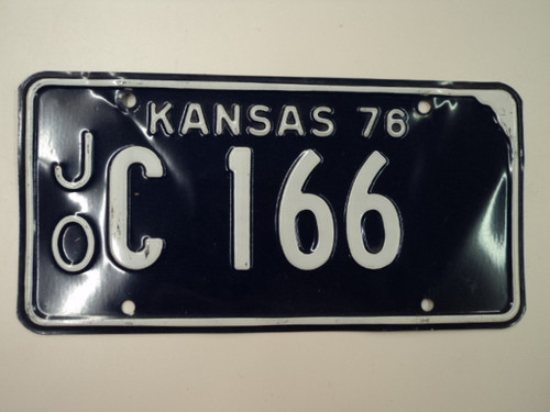 1976 KANSAS License Plate JO C 166