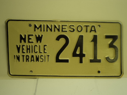 MINNESOTA New Vehicle In Transit License Plate 2413