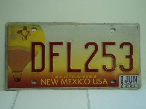 2002 NEW MEXICO Land of Enchantment License Plate DFL253