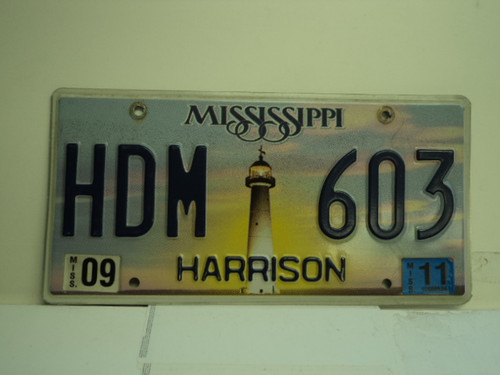 2011 MISSISSIPPI Lighthouse License Plate HDM 603