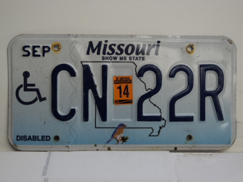 2014 MISSOURI Blue Bird Handicapped License Plate CN 22R