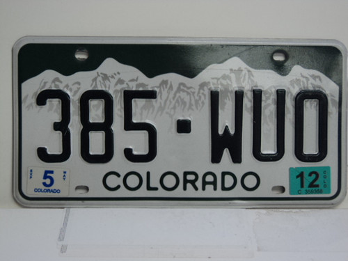 2012 COLORADO License Plate 385 WUO