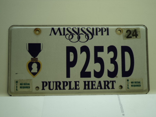 MISSISSIPPI PURPLE HEART License Plate P253D