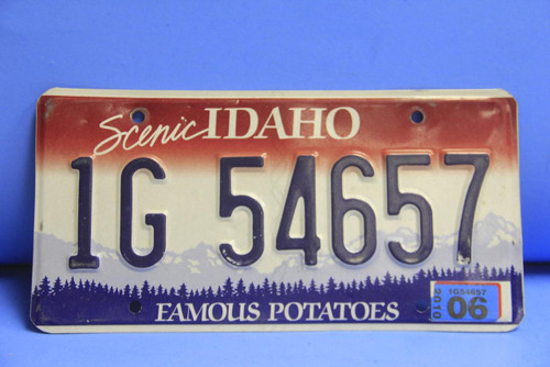 2006 IDAHO Scenic Famous Potatoes License Plate 1G 54657