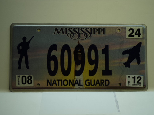 2012 MISSISSIPPI NATIONAL GAURD License Plate 60991