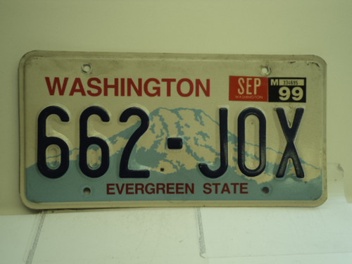 1999 WASHINGTON Evergreen State License Plate 662 JOX