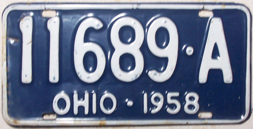 1958 Ohio 11689-A License Plate