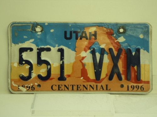 UTAH Centennial 1896 License Plate 551 VXM