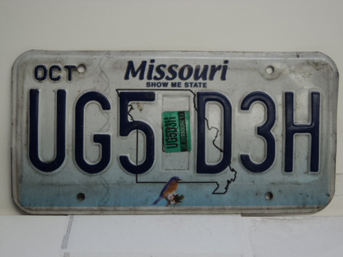 2013 MISSOURI Blue Bird License Plate UG5 D3H