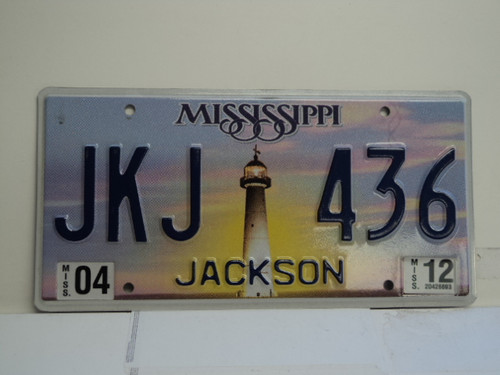 2012 MISSISSIPPI Lighthouse License Plate JKJ 436