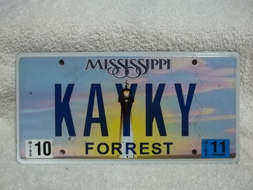 2011 Oct Mississippi Vanity KAYKY License Plate