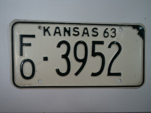 1963 KANSAS License Plate FO 3952