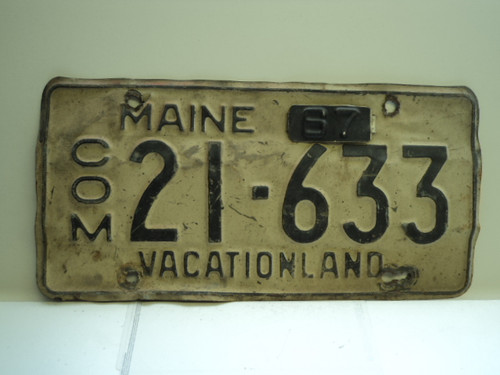 1962 1967 Tab MAINE Commercial Vacationland License Plate 21 633