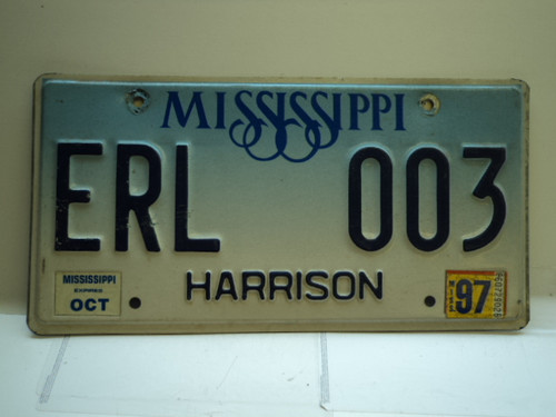 1997 MISSISSIPPI Blue Fade License Plate ERL 003