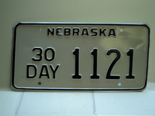 NEBRASKA 30 Day License Plate 1121