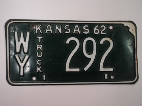 1962 KANSAS Truck License Plate WY 292