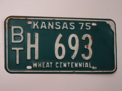 1975 KANSAS Wheat Centennial License Plate BT H 693
