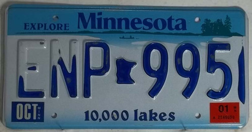 2001 Oct Minnesota ENP 995 License Plate