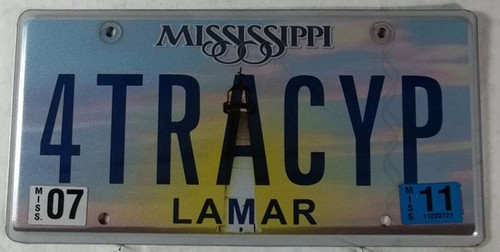 2011 July Mississippi Vanity License Plate 4TRACYP