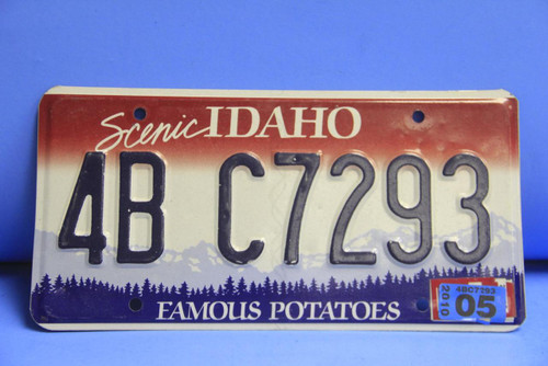 2005 IDAHO Scenic Famous Potatoes License Plate 4B C7293 1