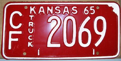 1965 Coffey Co Kansas CF 2069 Truck License Plate