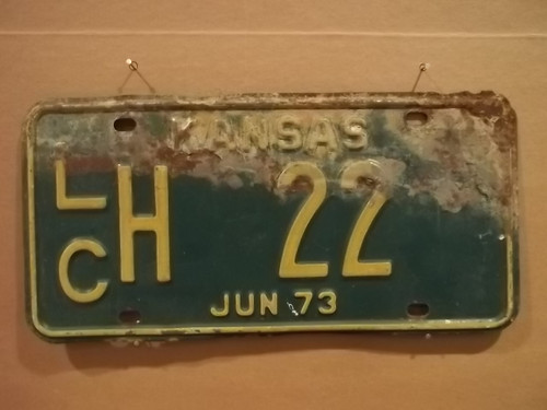 1973 June Kansas LCH 22 License Plate
