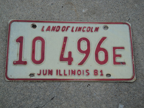 1981 ILLINOIS Land Of Lincoln License Plate 10 496E