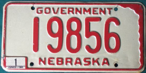 1980 Jan Nebraska Government License Plate 19856