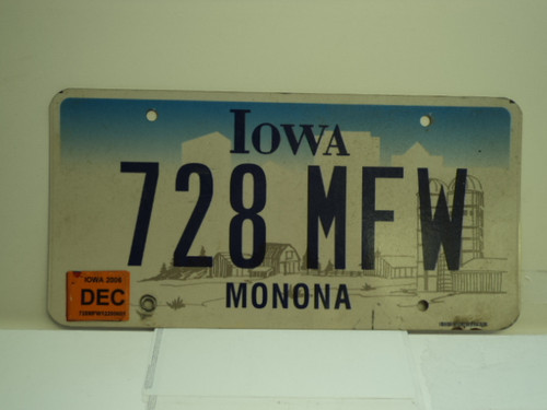 2006 IOWA License Plate 728 MFW