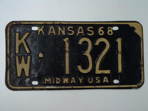 1968 KANSAS License Plate KW 1321