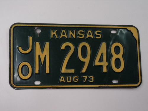 1973 KANSAS License Plate JO M 2948