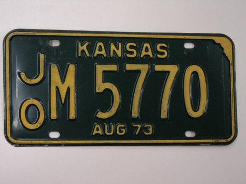 1973 KANSAS License Plate JO M 5770