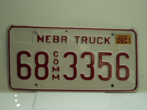 2002 NEBRASKA Commercial Truck License Plate 68 3356 1