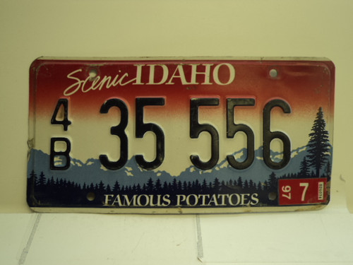 1997 IDAHO Famous Potatoes License Plate 4B 35 556