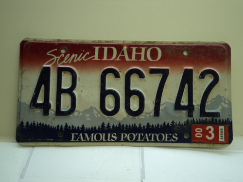2000 IDAHO Famous Potatoes License Plate 4B 66742