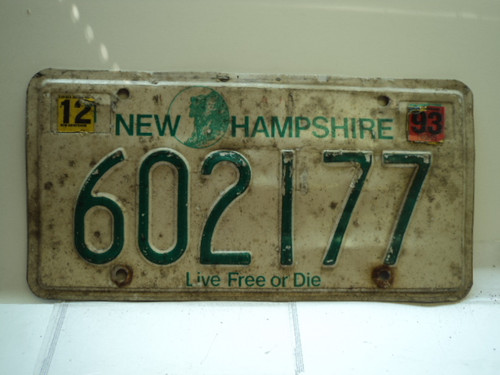 1993 NEW HAMPSHIRE Live Free or Die License Plate 602177