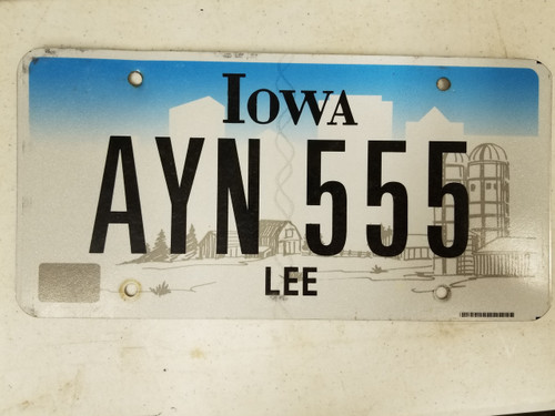 Iowa Lee County License Plate AYN 555 Triple Five