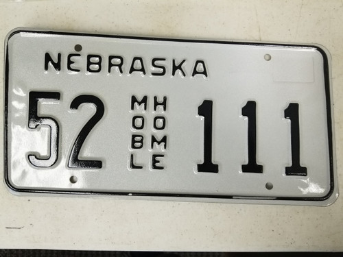 Nebraska Mobile Home Kearney County License Plate 52 111