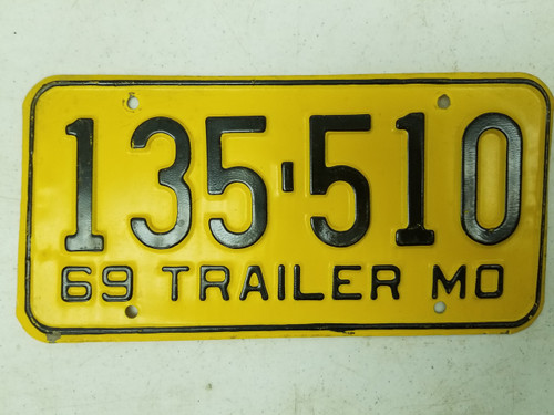 1969 Missouri Trailer License Plate 135-510