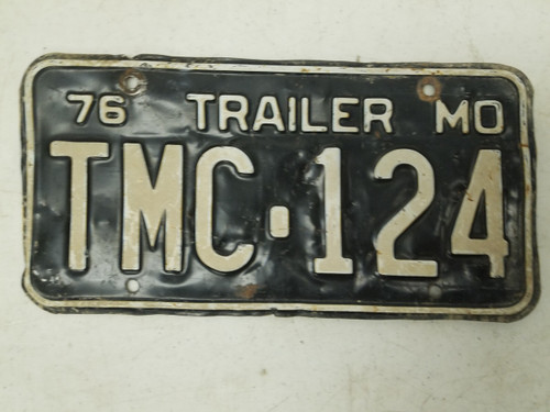 1976 Missouri Trailer License Plate TMC-124