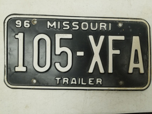 1996 Missouri Trailer License Plate 105-XFA