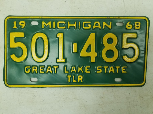 1968 Michigan Great Lake State Trailer License Plate 501-485