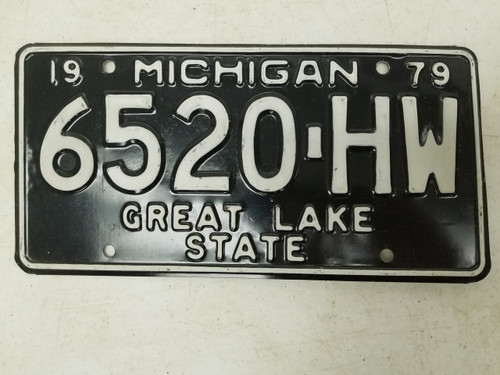 1979 Michigan Great Lake State License Plate 6520-HW