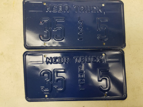 Nebraska Local Truck License Plate 35 5 Pair