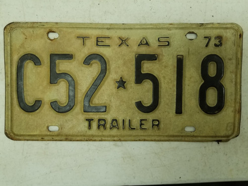 1973 Texas Trailer License Plate C52-518