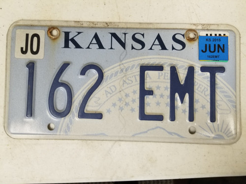 2015 Kansas Johnson County License Plate 162 EMT