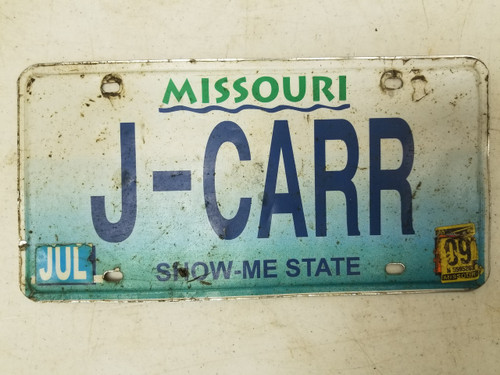 2009 Missouri Show Me State License Plate J-CARR